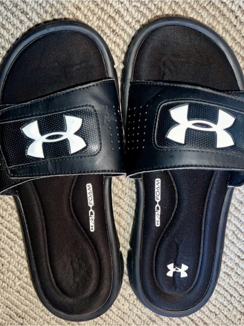 Under Armour Youth Boys Slides Size 5Y Youth Black Adjustable Strap Top